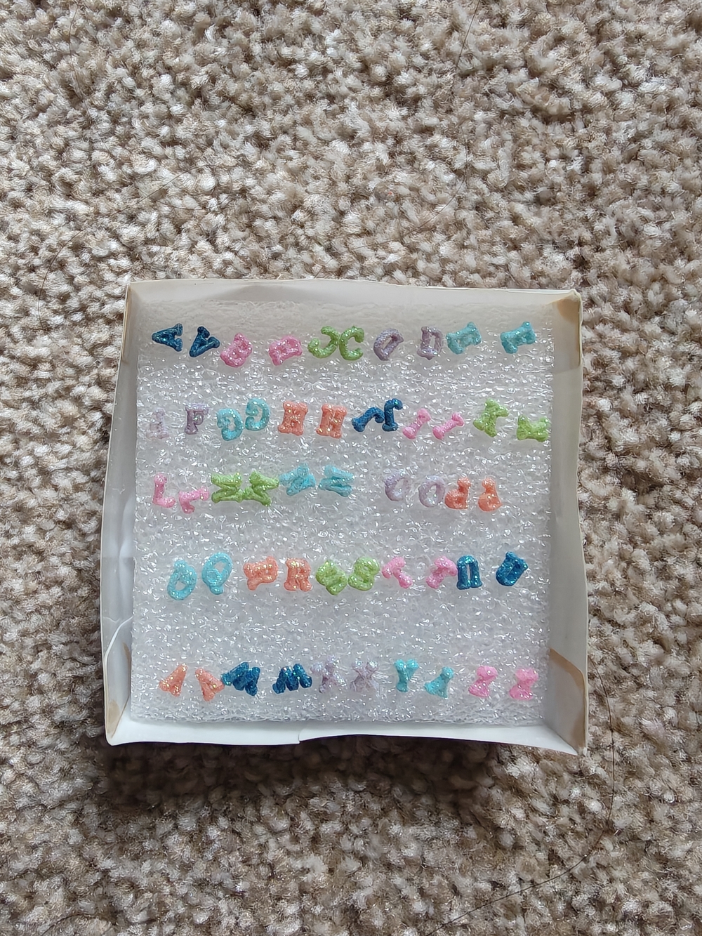 Colorful Resin Alphabet Stud Earrings - Multi Color